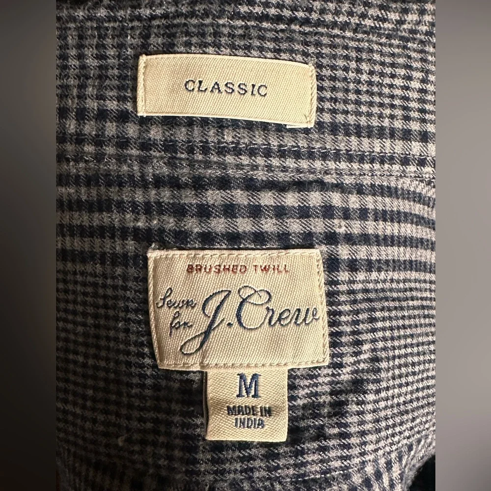 J.Crew Brushed Twill Plaid Button Down Shirt Gray Long Sleeve Men’s M